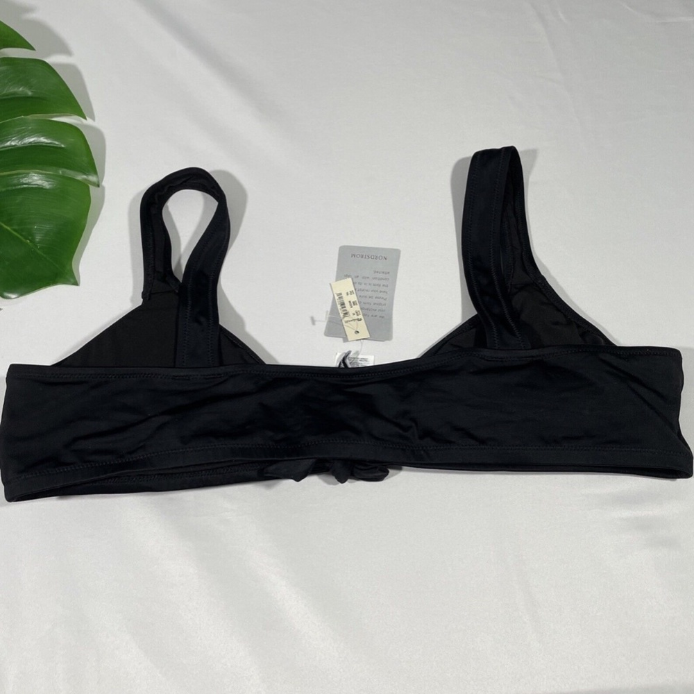 NWT MADEWELL [ PLUS 2X ] Second Wave Tie Front Bikini Top In True‎ Black - Picture 8 of 12